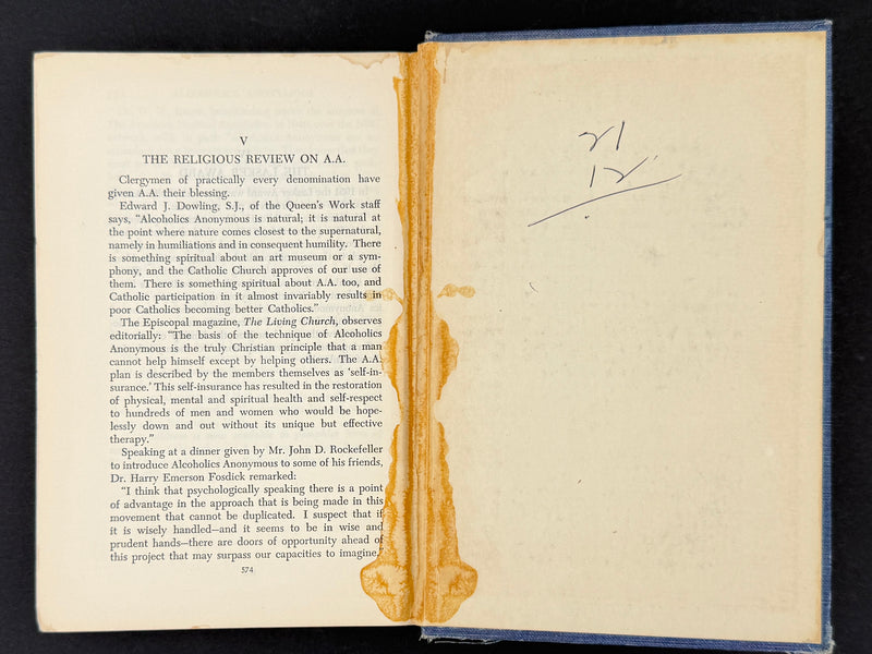 Alcoholics Anonymous Big Book — Second Edition First Printing 1955 — Inscribed by Bill W. to Sacramento Group #3 — Jim Masterson Provenance