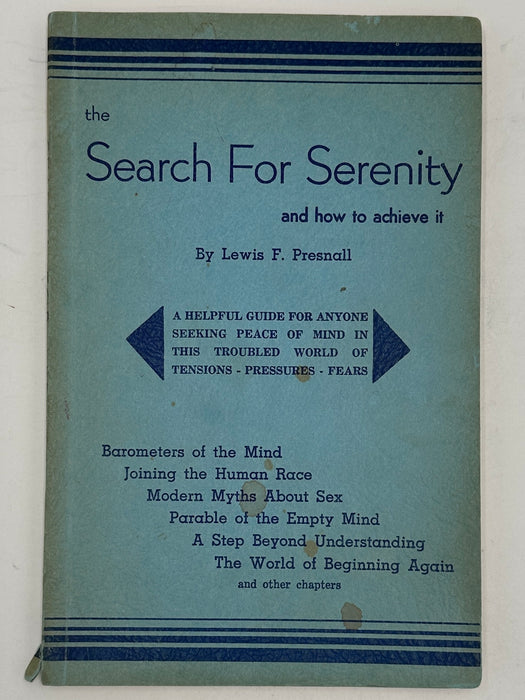 The Search for Serenity by Lewis Presnall- 1959 Recovery Collectibles