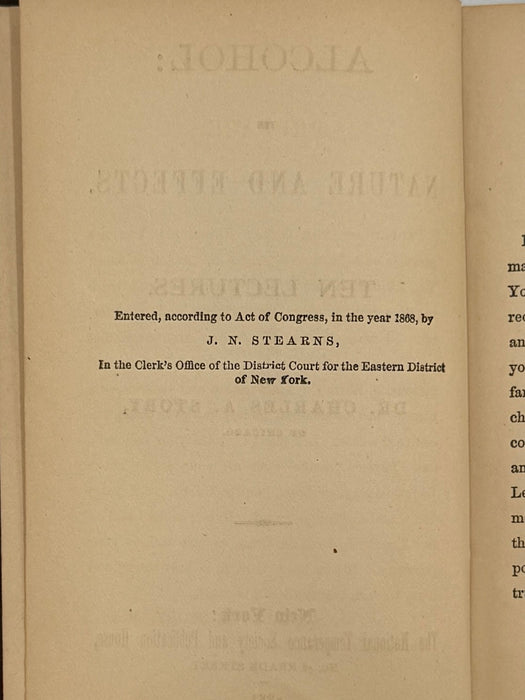 Alcohol: Its Nature and Effects by Dr. Charles A. Story