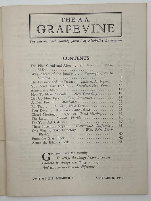 AA Grapevine from September 1955 - The Pink Cloud and Afternoon by Harry Tiebout