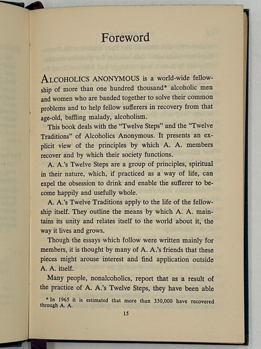 Signed by Bill W. - Twelve Steps and Twelve Traditions - First Small Hardback Printing - 1965 West Coast Collection