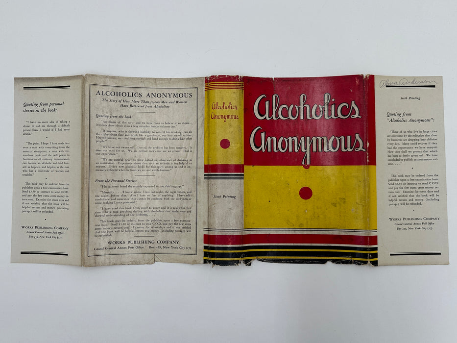 Alcoholics Anonymous First Edition 6th Printing from 1944 with ODJ