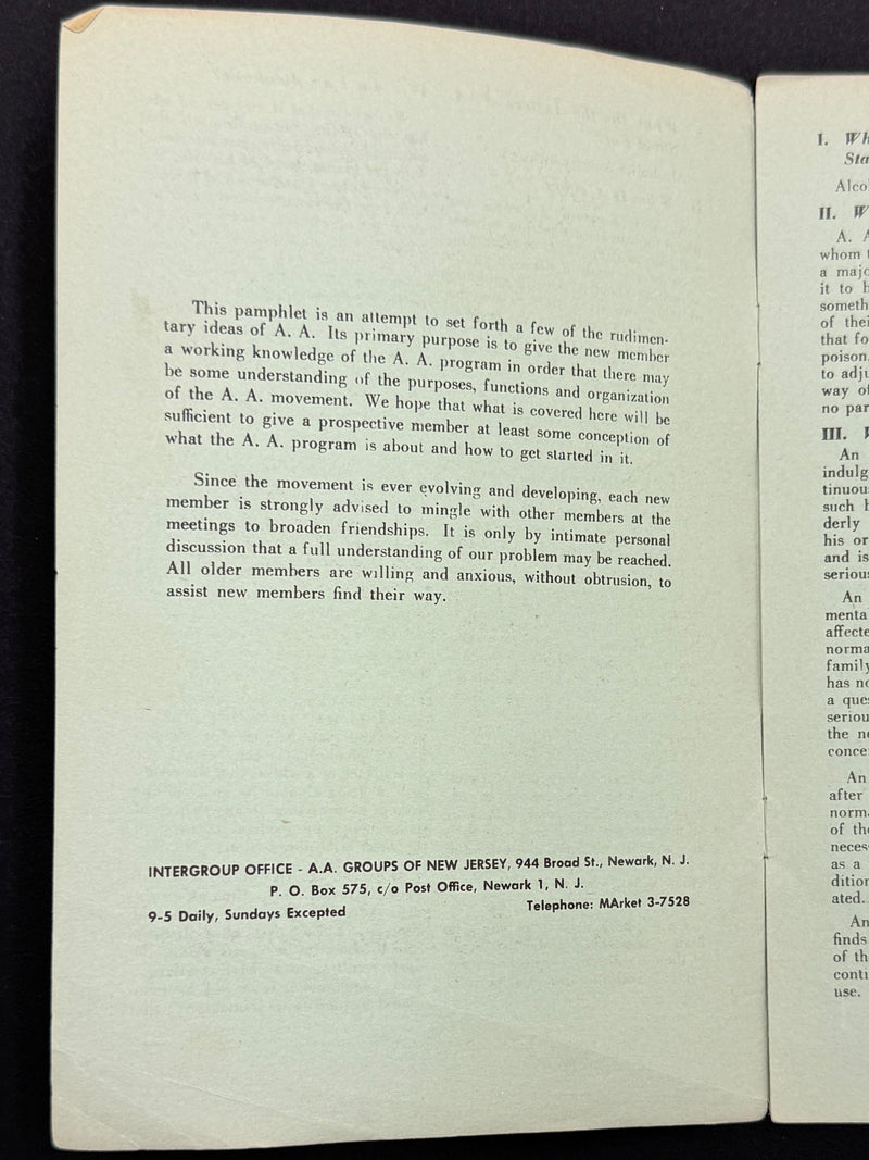 A.A. At Last — Early New Jersey Alcoholics Anonymous Pamphlet