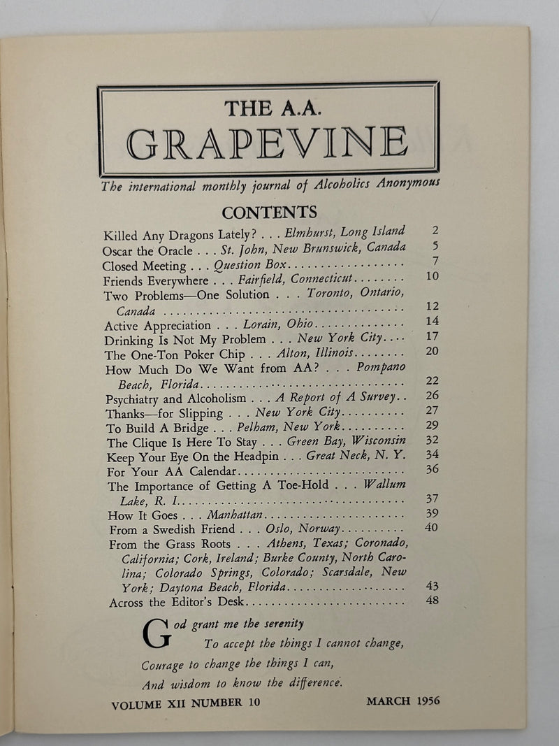 AA Grapevine from March 1956