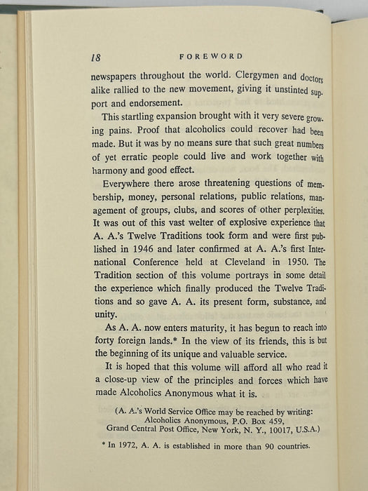 Alcoholics Anonymous Twelve Steps And Twelve Traditions - 11th Printing from 1972