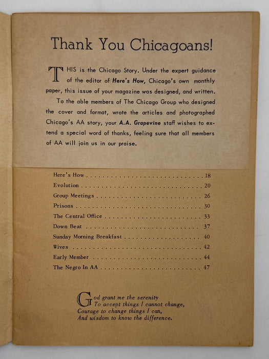 AA Grapevine from September 1951 - Chicago Early History