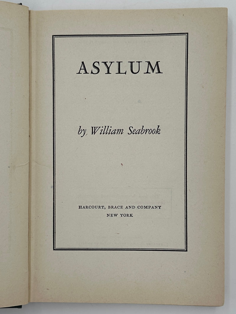 Asylum by William Seabrook from 1935