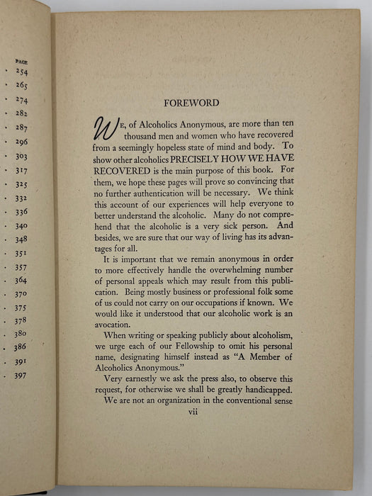 Alcoholics Anonymous First Edition 6th Printing from 1944 with RDJ