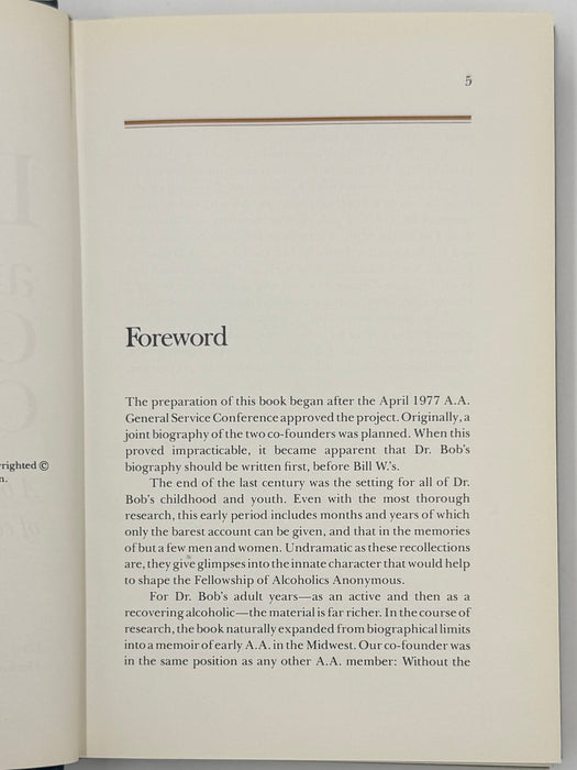 Dr. Bob and the Good Oldtimers - First Printing 1980 - with Original Jacket