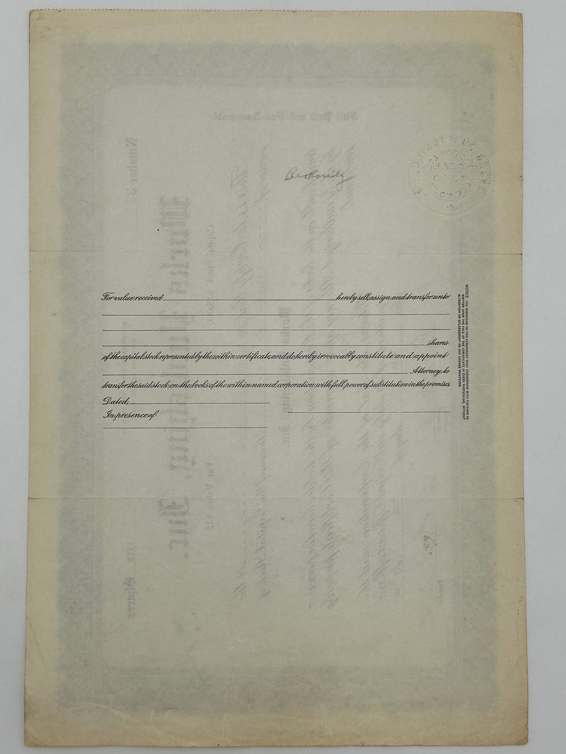 Original Works Publishing Stock Certificate - The Alcoholic Foundation (Copy) West Coast Collection