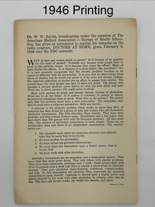 Medicine Looks at Alcoholics Anonymous — 4-Pamphlet Edition Set (1944 / 1946 / 1949 / 1953)