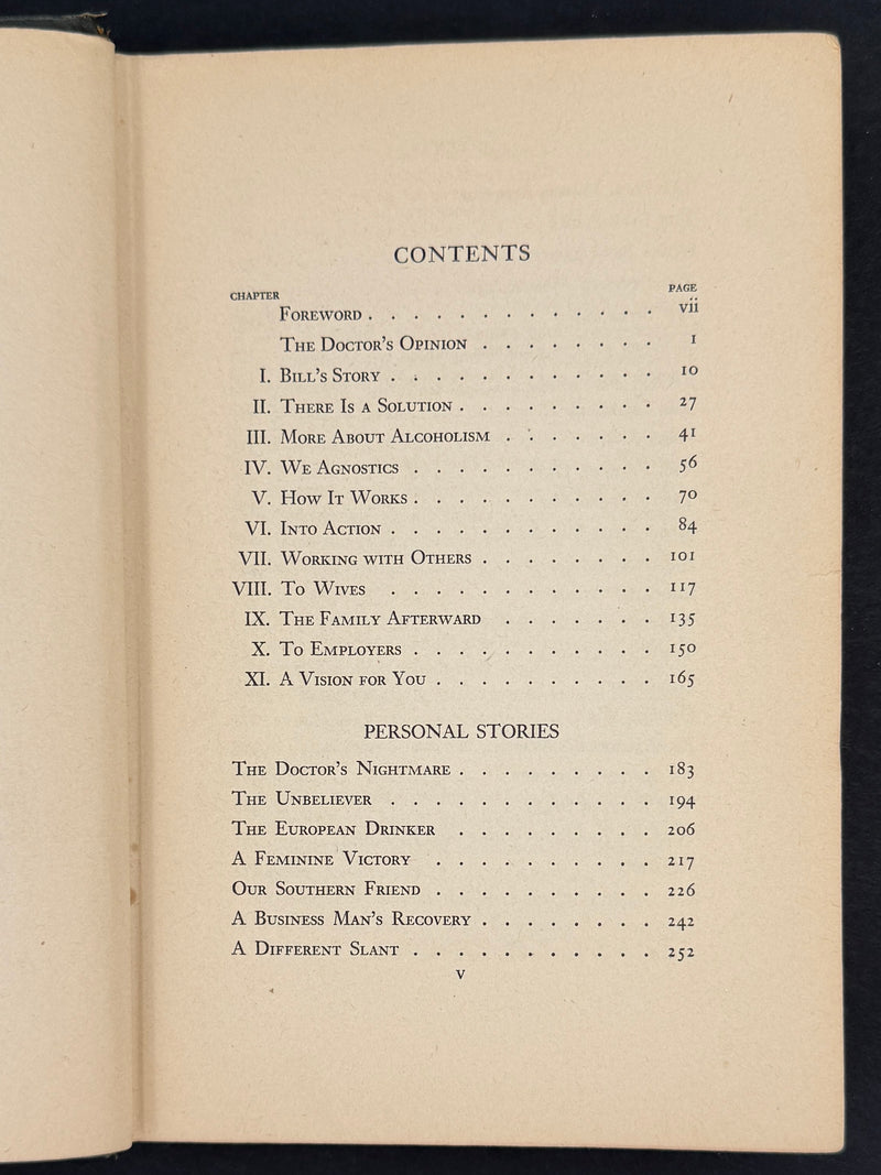 Alcoholics Anonymous — First Edition, Fourth Printing (1943) | Green Cloth