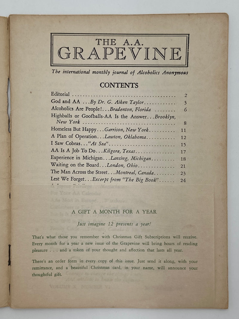 AA Grapevine from November 1953 - God and AA