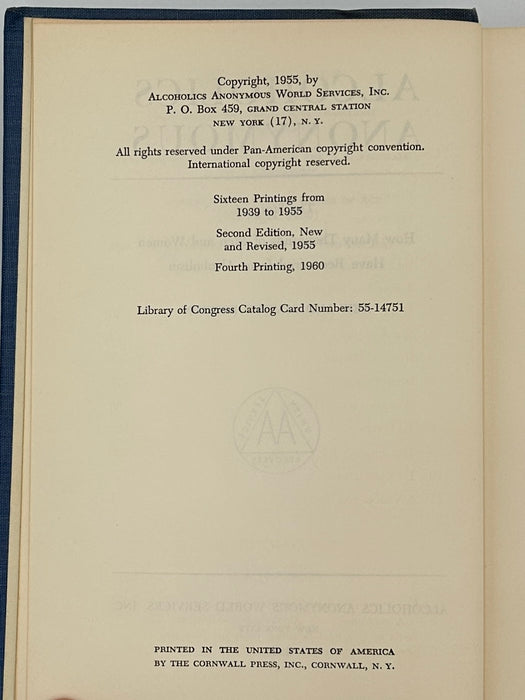 Alcoholics Anonymous Second Edition 4th Printing from 1960 - ODJ