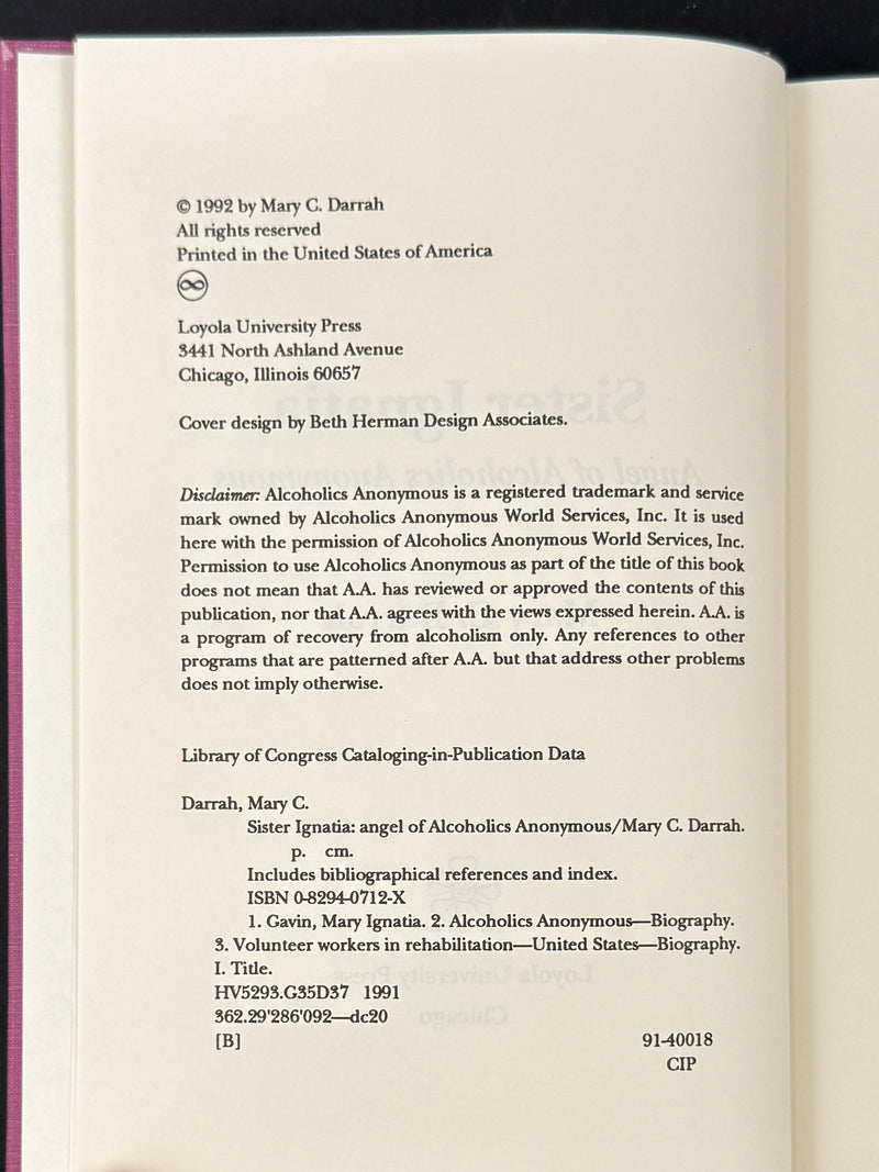 The Sister Ignatia Collection — Two Personally Inscribed Books & A.A. Historical Material
