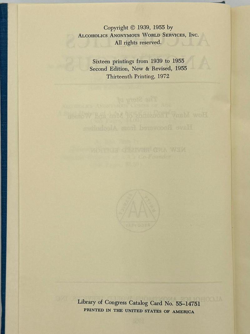 Alcoholics Anonymous Second Edition 13th Printing from 1972 - ODJ