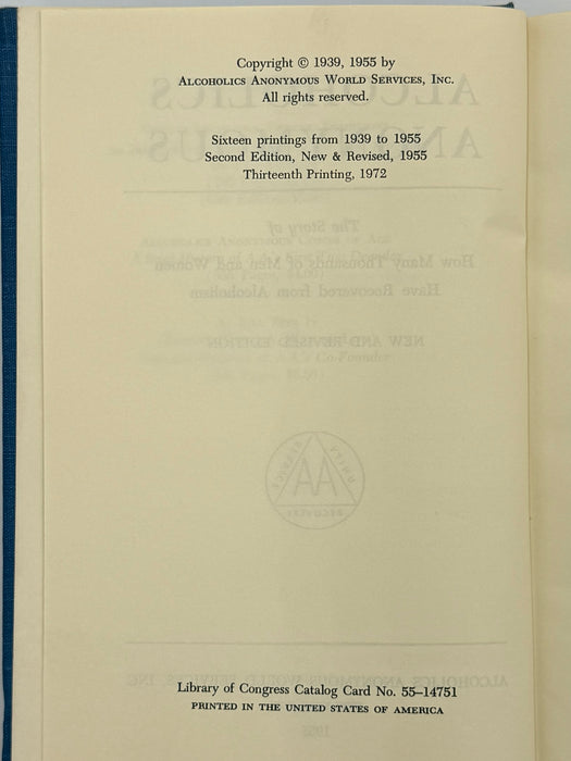 Alcoholics Anonymous Second Edition 13th Printing from 1972 - ODJ