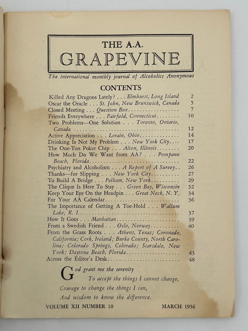 March 1956 AA Grapevine Recovery Collectibles