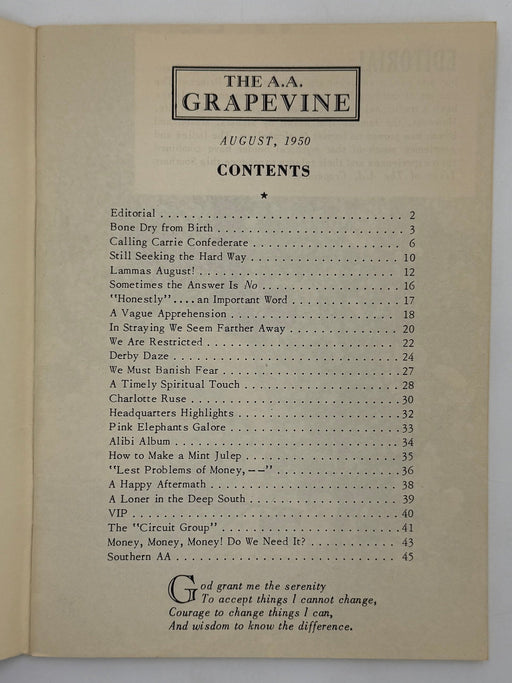 AA Grapevine from August 1950 - Southern Issue Recovery Collectibles