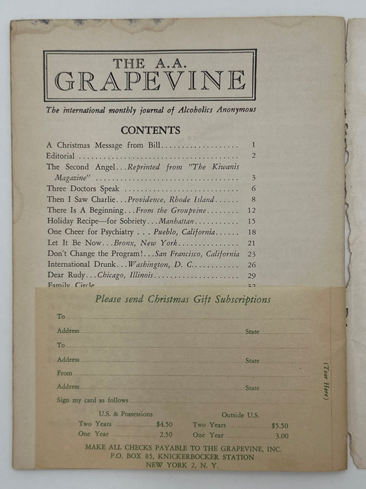 AA Grapevine from December 1953 - Christmas Message from Bill