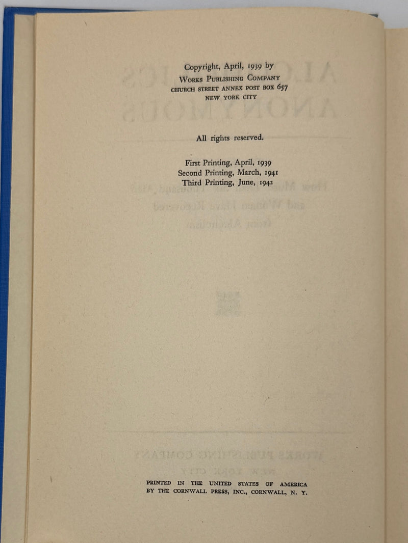 Alcoholics Anonymous — First Edition, Third Printing (June 1942) - Light Blue Cloth Variant With Original Dust Jacket