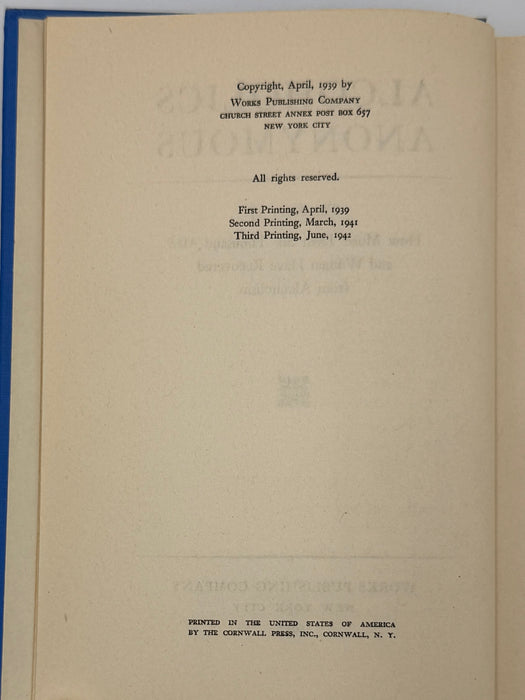Alcoholics Anonymous — First Edition, Third Printing (June 1942) - Light Blue Cloth Variant With Original Dust Jacket