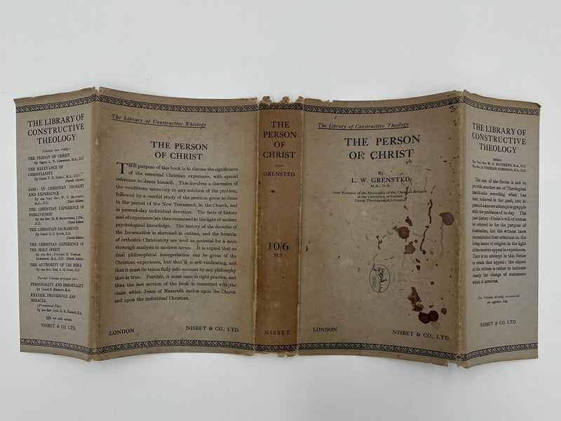 The Person Of Christ by L.W. Grensted - First Printing - ODJ Recovery Collectibles
