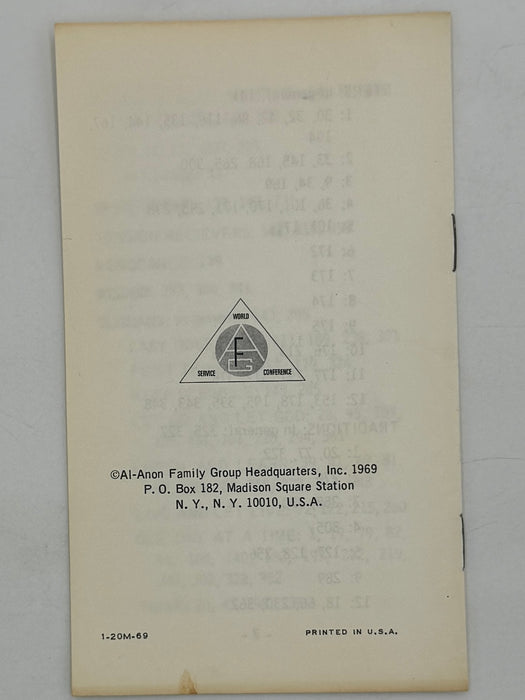 One Day At A Time In Al-Anon - First Printing from 1968