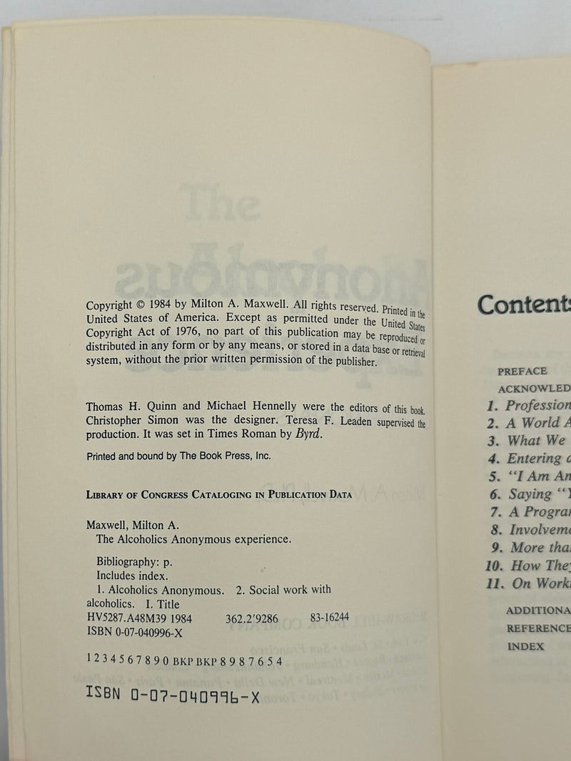 The AA Experience by Milton A. Maxwell