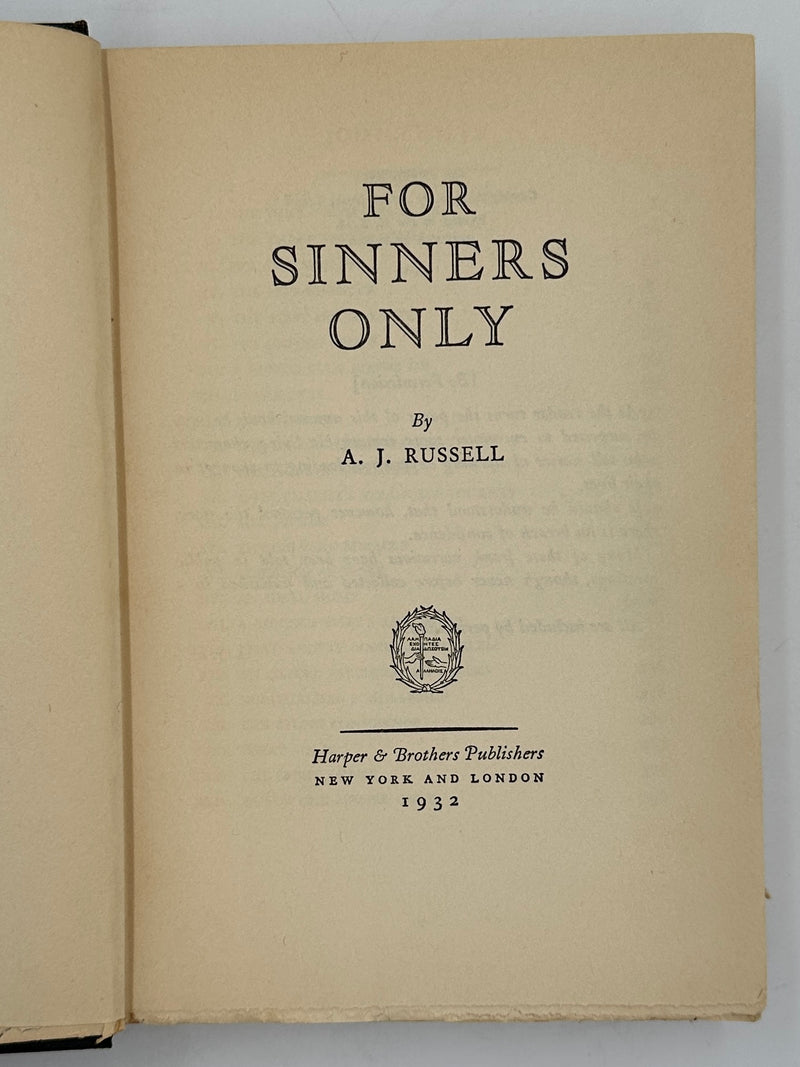For Sinners Only by A.J. Russell - 7th Printing