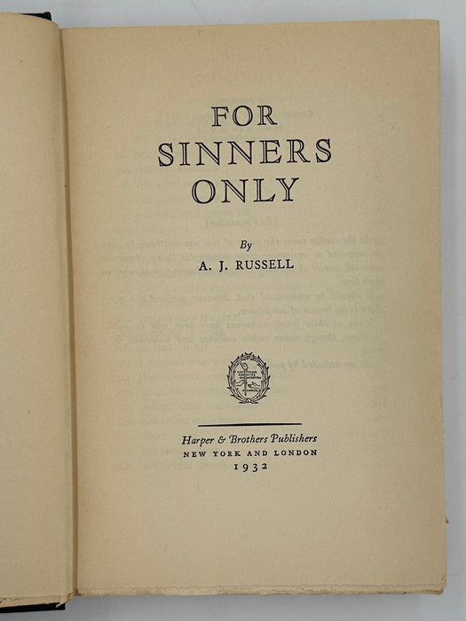 For Sinners Only by A.J. Russell - 7th Printing