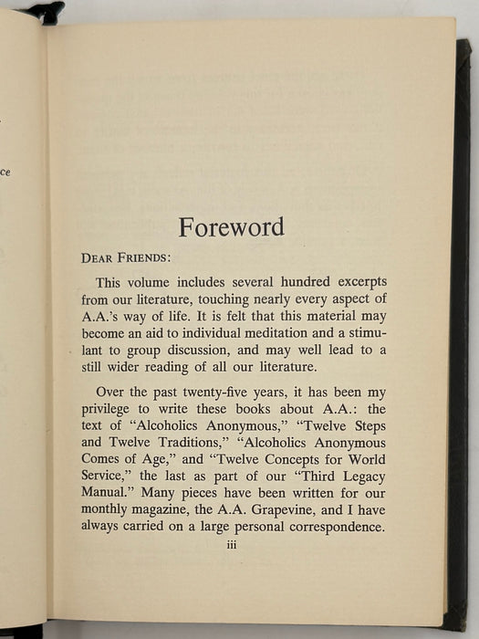 Signed by Bill W. - The AA Way of Life - Second Printing 1967 - ODJ