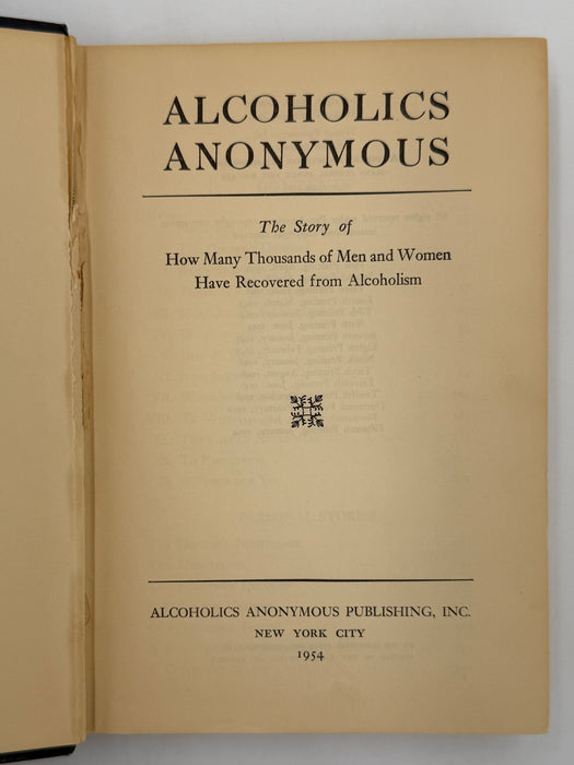 Alcoholics Anonymous First Edition 15th Printing from 1954 - ODJ