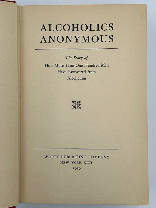 Alcoholics Anonymous First Edition First Printing from 1939 with Original Dust Jacket Recovery Collectibles