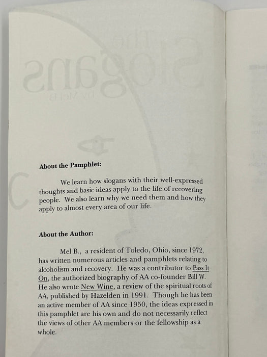 The Slogans: Basic Tools for Successful Recovery by Mel B. - 2nd Printing from 1994