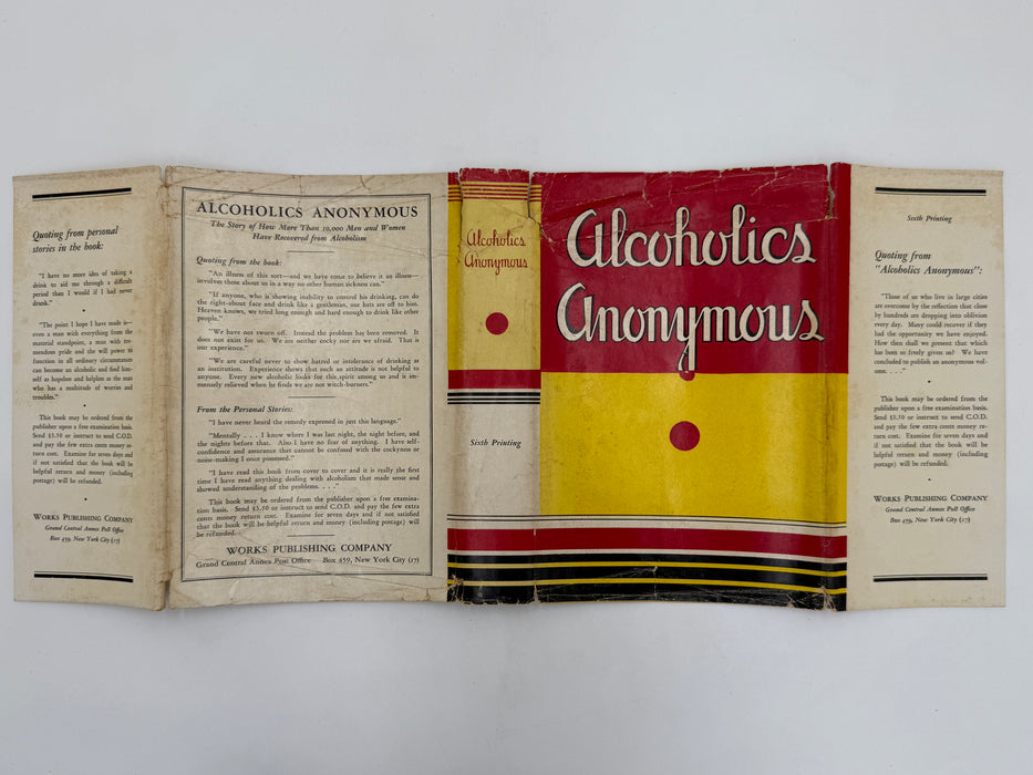 Alcoholics Anonymous First Edition 6th Printing from 1944 with ODJ