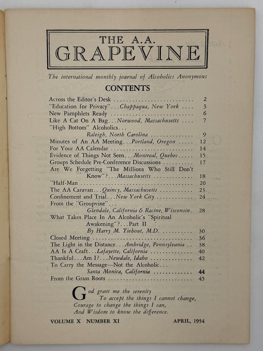 AA Grapevine from April 1954 Recovery Collectibles