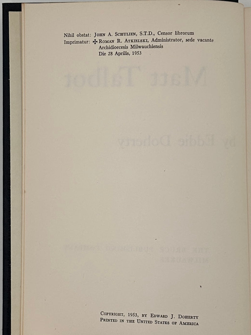 Matt Talbot by Eddie Doherty 1st Printing 1953 - ODJ