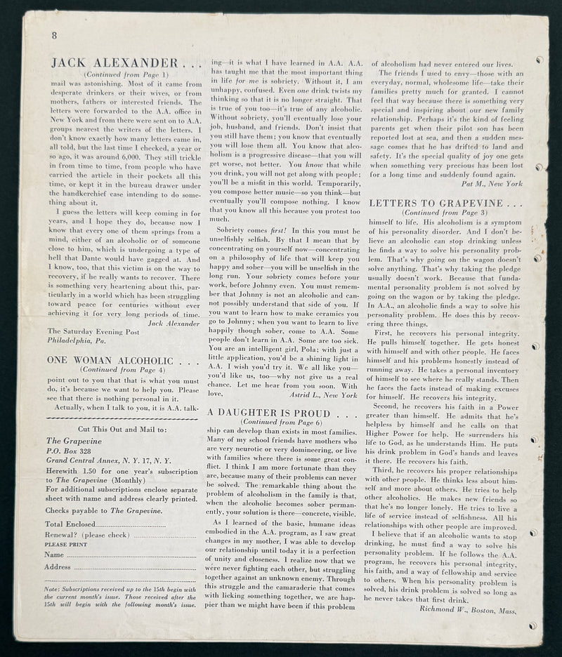 The A.A. Grapevine — May 1945 | Volume I, No. 12 | Jack Alexander & Marty Mann