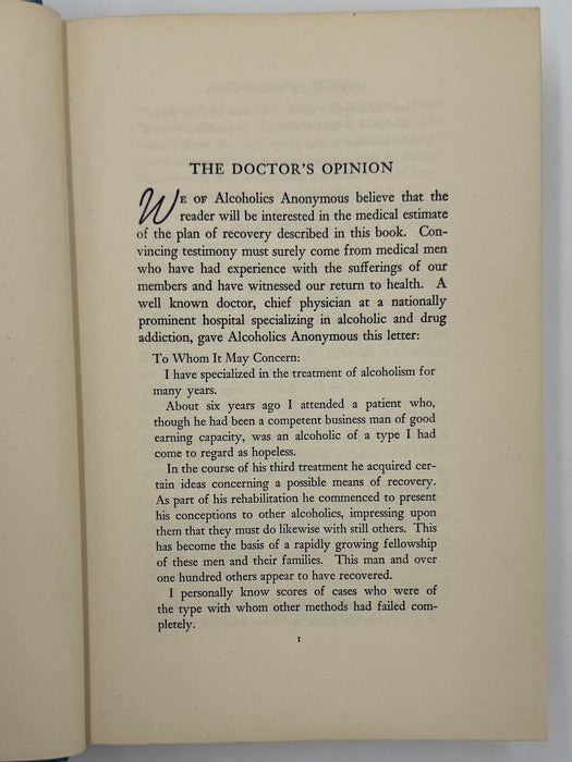 Alcoholics Anonymous First Edition 5th Printing from 1944 - ODJ -  Baby Blue