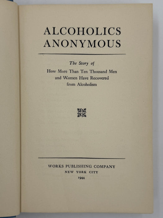 Alcoholics Anonymous First Edition 5th Printing from 1944 - ODJ -  Baby Blue