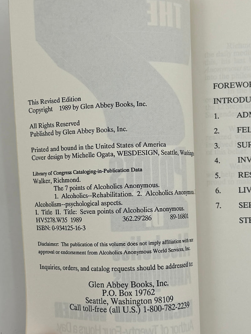 The 7 Points of Alcoholics Anonymous by Richmond Walker