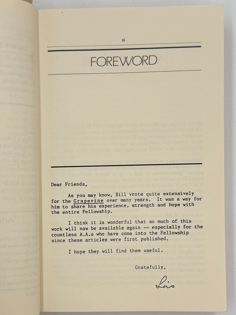 The Language of the Heart: Bill W.’s Grapevine Writings - First printing from 1988 - ODJ Recovery Collectibles