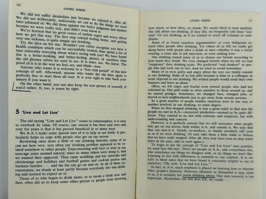 Living Sober - Sixth Printing from 1981