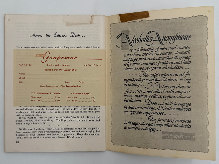 AA Grapevine from September 1957