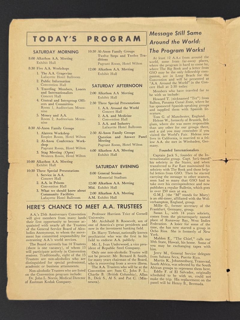1960 Alcoholics Anonymous 25th Anniversary International Convention Collection — Long Beach, California