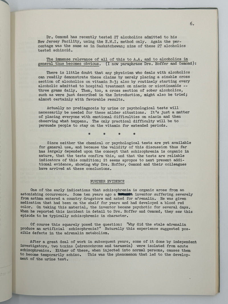 The Vitamin B-3 Therapy Communications - Signed by Bill W. & Dr. Abram Hoffer
