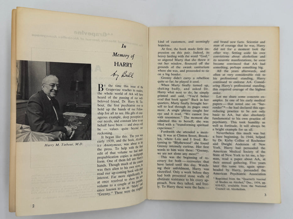 AA Grapevine - In Memory of Harry Tiebout by Bill - July 1966