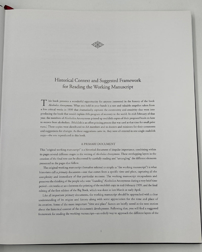 The Book That Started It All — Original Working Manuscript of Alcoholics Anonymous — Limited Edition of 1,000 — Sealed