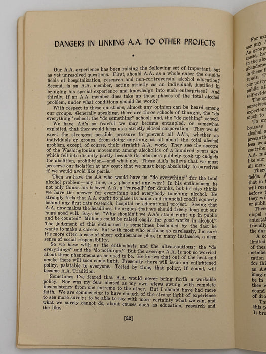 A.A. Tradition “Our experience has taught us…” - 1947 Early AA Traditions Pamphlet